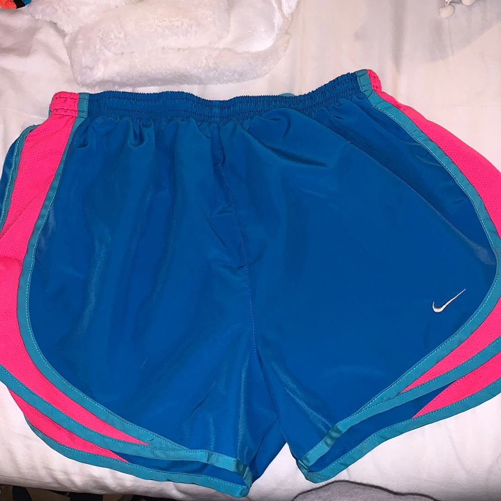 Nike Athletic Running Shorts,  light blue and pink